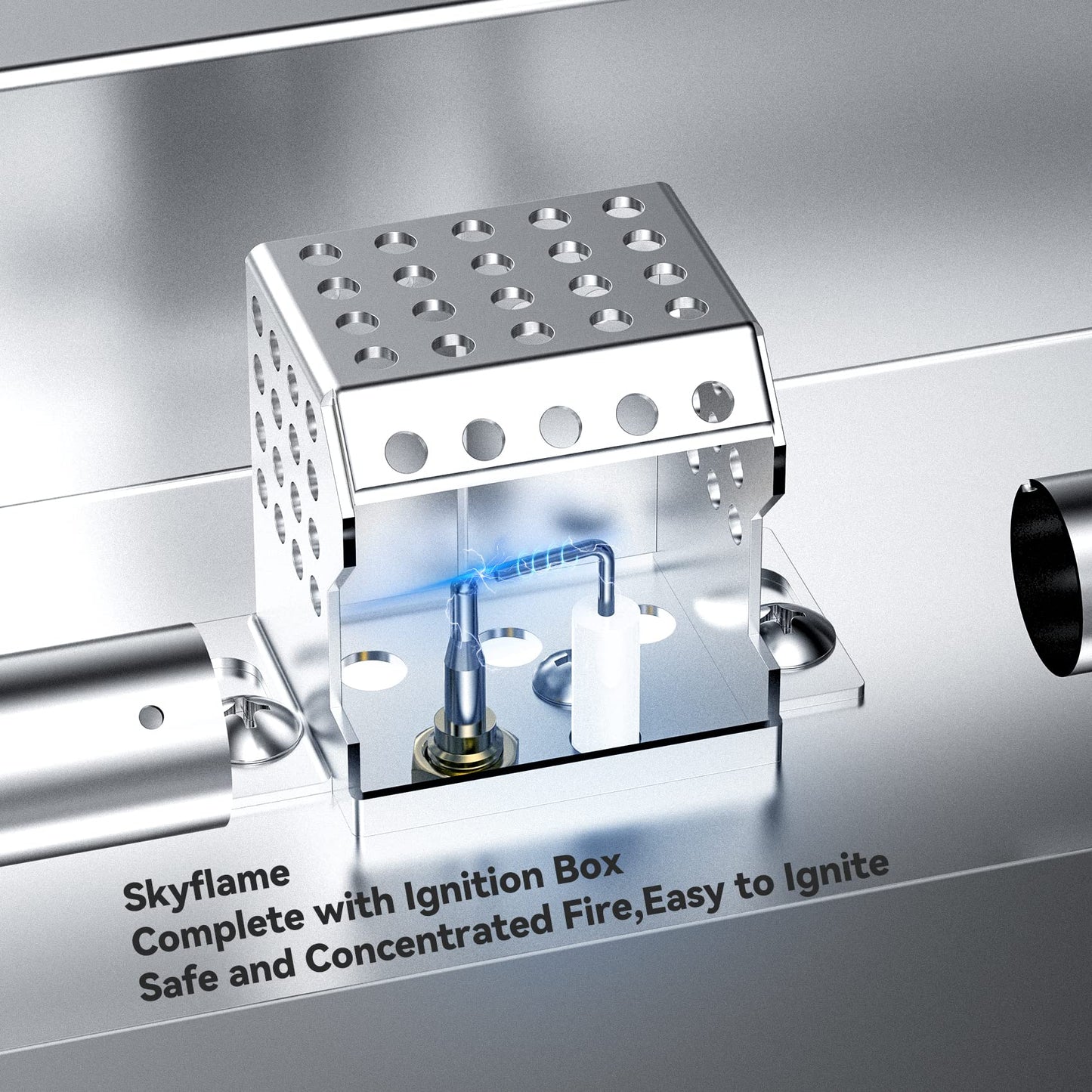 Skyflame 30" Linear Stainless Steel Fire Pit Drop-in Burner Kit with Flame Sensing, Electronic Spark Ignition, and Propane Regulator Hose Set