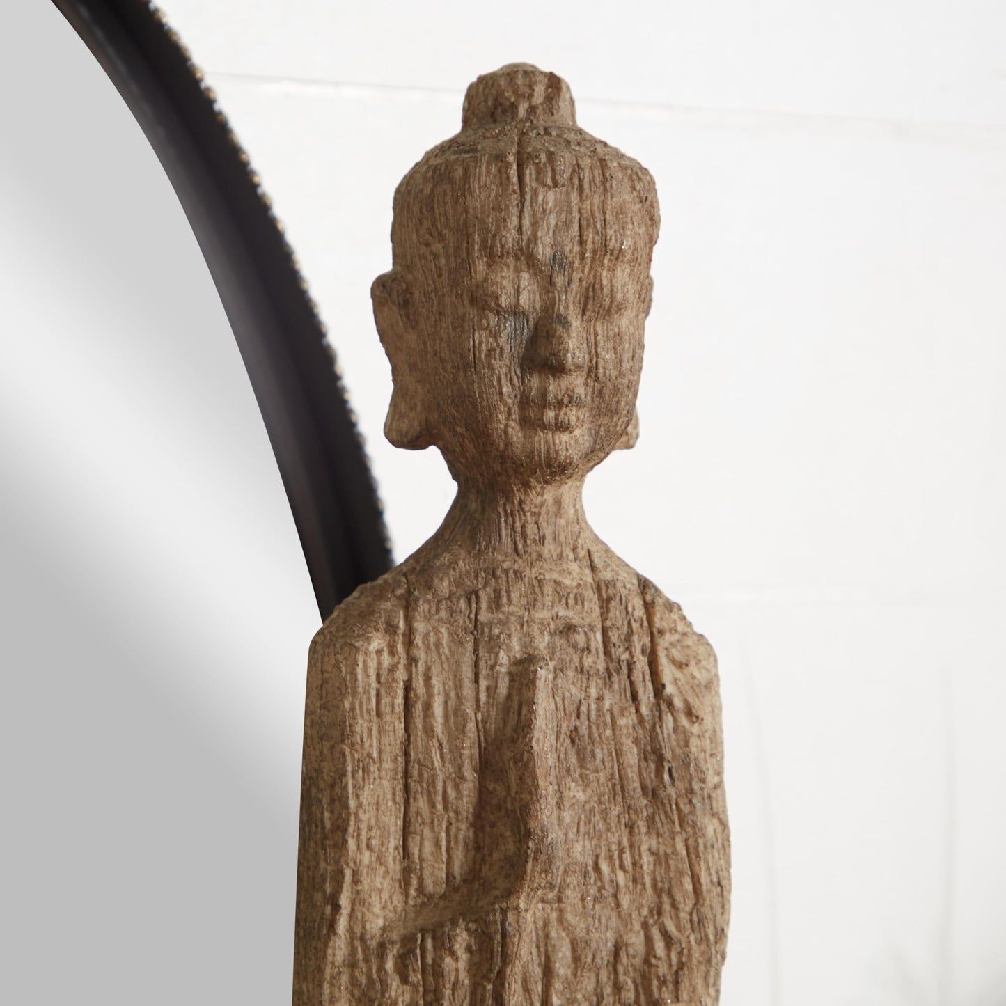 Deco 79 Polystone Buddha Decorative Sculpture Meditating Home Decor Statue with Engraved Carvings and Relief Detailing, Accent Figurine 5" x 4" x 32", Beige