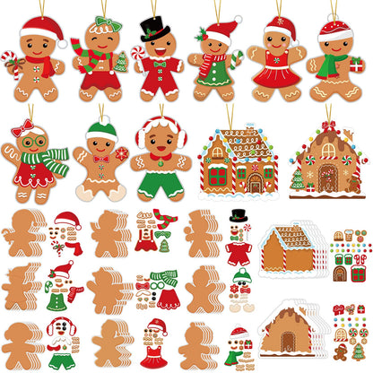 55 Pcs Christmas Crafts Kits for Kids DIY Gingerbread Ornaments Kit Make Your Own Gingerbread Man Arts and Crafts Projects for Kids Ages 3 4 5 6 8 10