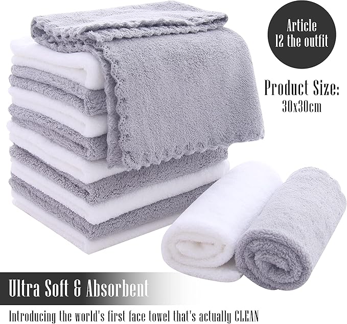 TENSTARS 12 Pack Premium Washcloths Set