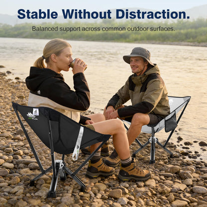 MTRVR Utility-Grade Folding Chair — Stable One-Piece Structure, Authorized Folding Structure Patent, Balanced Aluminum Support, Compact & Portable Chair for Camping, Fishing & Everyday Outdoor Use