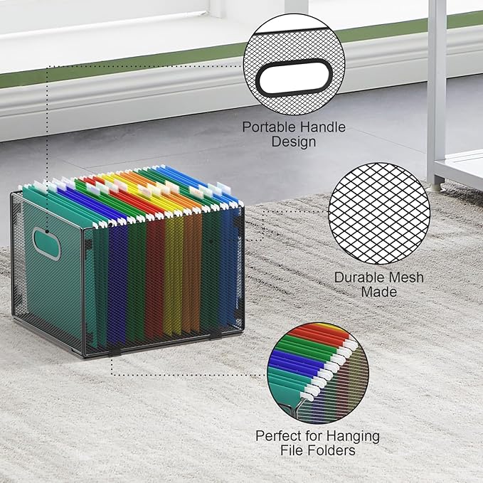 Samstar Hanging File Organizer, Mesh File Folder Organizer File Crate File