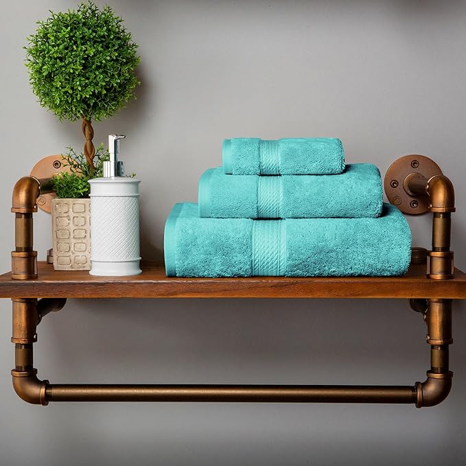 SUPERIOR Solid Egyptian Cotton Towel Set, Hand Towel 20” x 30”, Bath Towel 30”
