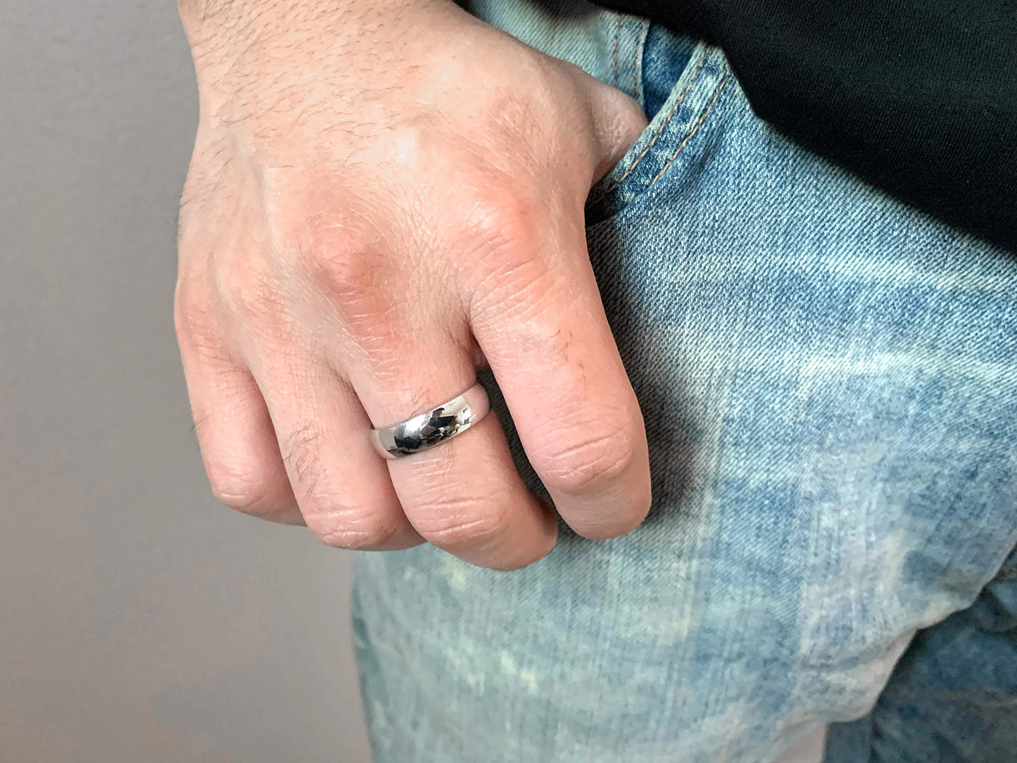Tioneer Jewelry | Sterling Silver Plain Dome Wedding Band | Wedding Band for Women & Men | Sterling Silver Jewelry, Silver, 8mm, Size 7