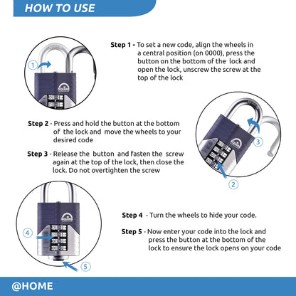 Squire Heavy Duty Padlock (Vulcan Combi 50) - Toughest Open Shackle - 4 Wheel Vulcan Padlock - Steel Cast Alloy for Corrosion Resistance - Weatherproof Lock for Home, School & Shed (Blue, 2")