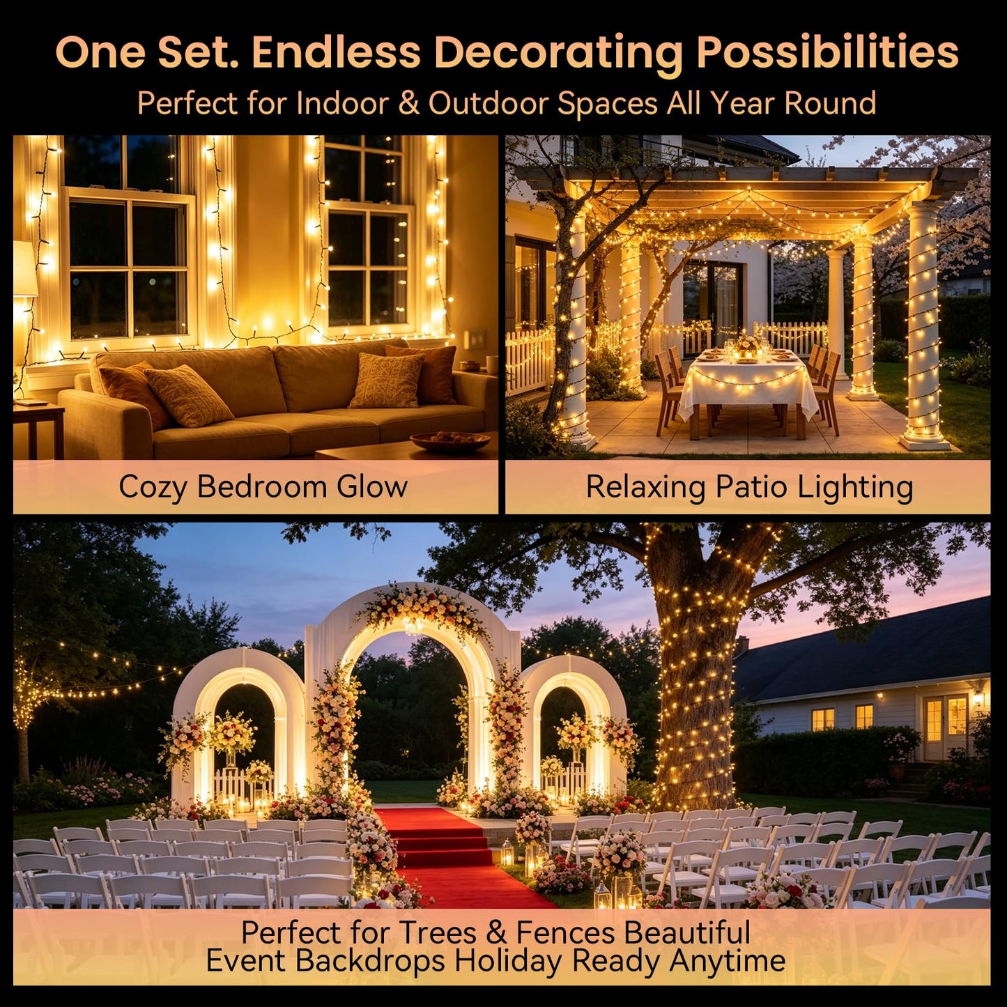 Dailyart 300 LED Warm White Christmas Lights: 36Ft Remote Control Fairy Lights with Timer - Waterproof Fairy Lights Firecracker Plug in String Lights for Garden Wedding Party