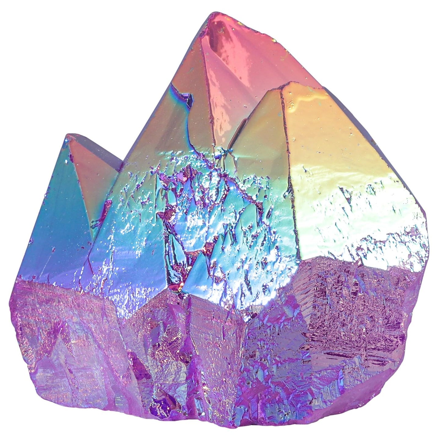 dssmboom Irregularly Single Pointed Purple AB Titanium Coated Rock Quartz Cluster Mineral Specimen, Reiki Healing Rock Crystal Geode for Stone Collection and Home Decor, Purple