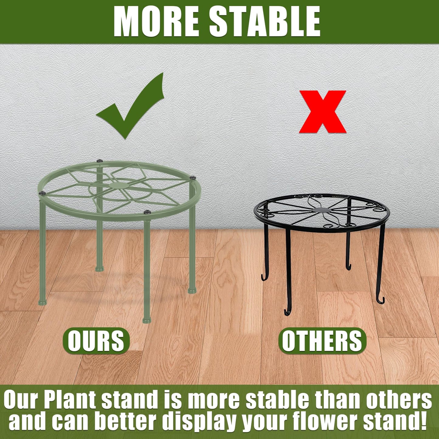lokeisna Metal Plant Stands, Anti-Rust Iron Flower Pot Stand, Heavy Duty Plant Pot Shelf, Decoration Racks for Home Indoor and Outdoor 10 Pcs (Green)