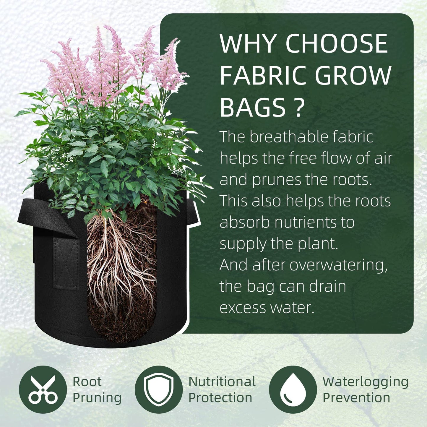 AkiiGer 5/10/12/20/30 Pack 10 Gallon Grow Bags, Heavy Duty Thickened Nonwoven Fabric Pots with Handles, Plant Grow Bags for Vegetable/Flower/Plant/Fruits, Black