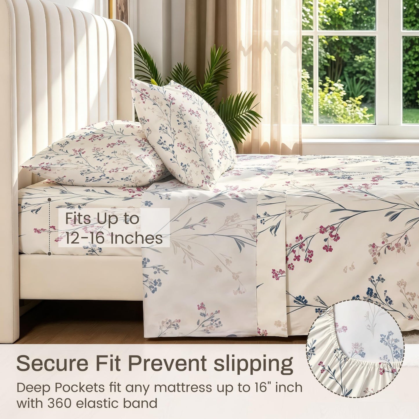 Wildflower King Bedding Set Minimalist Floral Sheet Sets