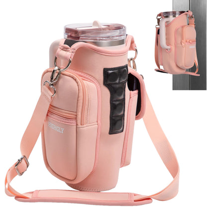 Tumbler Carrier Bag for Stanley & Owala 30–40oz, Magnetic Water Bottle Holder for Gym Equipment, Crossbody Cup Holder with Phone Pocket