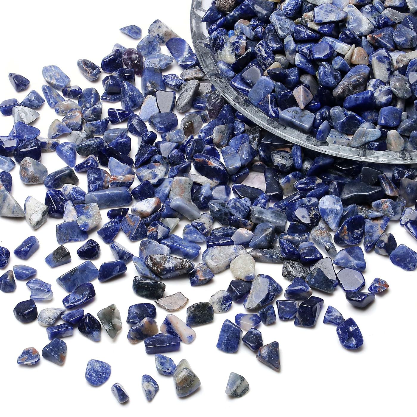 LAIDANLA Sodalite 1lb Crystal Polished Tumbled Stones Irregular Shaped Crystal Chips Bulk Natural Gemstone Aquarium Gravel Rocks Vase Filler Fish Tank Gravel Home Decoration
