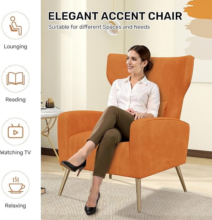 Nebuaegis Velvet Accent Chair Set of 2Wingback
