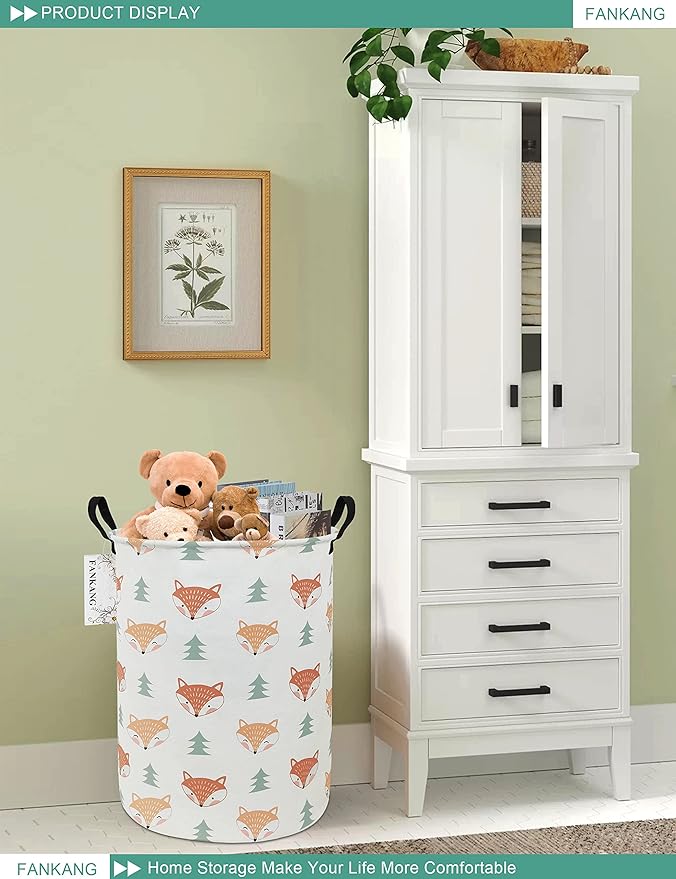 FANKANG Storage Basket, Nursery Hamper Canvas Laundry Basket Foldable