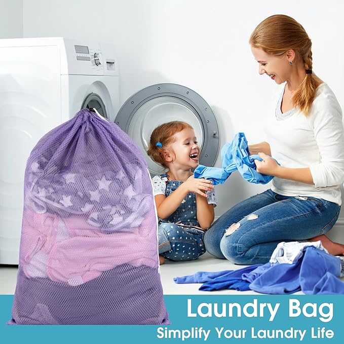 2 Pack Mesh Laundry Bags, 23 x 34 Inches Heavy Duty Mesh Laundry Bag, Large