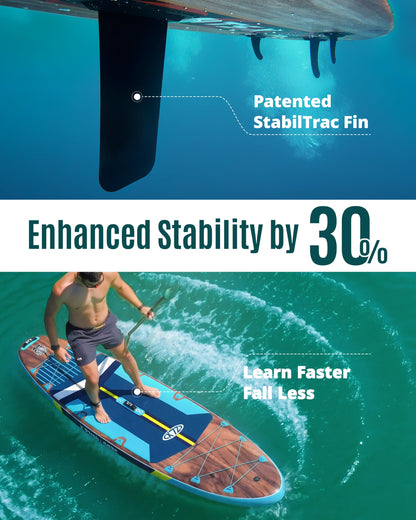 ZLX 11'6" Extra Large Inflatable Stand Up Paddle Board with Inflatable Seat | Stable Non-Slip Deck Pad and Premium iSUP Accessories - Portable Backpack & Upgraded Pump for Adults, All Skill Levels