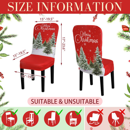 Preboun 6 Pcs Christmas Chair Covers Set Removable Washable Stretch Dining Room Slipcovers Parson Chair Protector for Christmas Home Ceremony Party Decoration, 3 Style(Classical,Red)