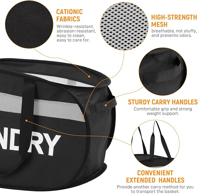 Collapsible Laundry Baskets, Tear-proof Dirty Clothes Hampers
