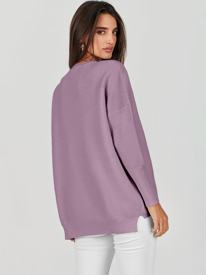 ANRABESS Womens Oversized Batwing Long Sleeve Ribbed Knit Sweaters 2025 Fall Outfits