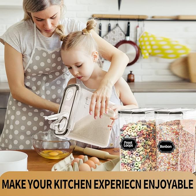 PRAKI Cereal Containers Storage Set, Measuring Cup & Marker