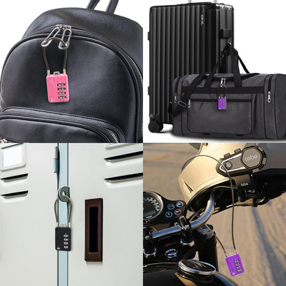 SISAV 4 Digit Cable Combination Locks 4.7 inches Cable for School Gym Locker,Helmet,Filing Cabinets,Toolbox,Luggage Suitcase,knapsack,Cable 3mm Diameter,Purple(2 Pack)