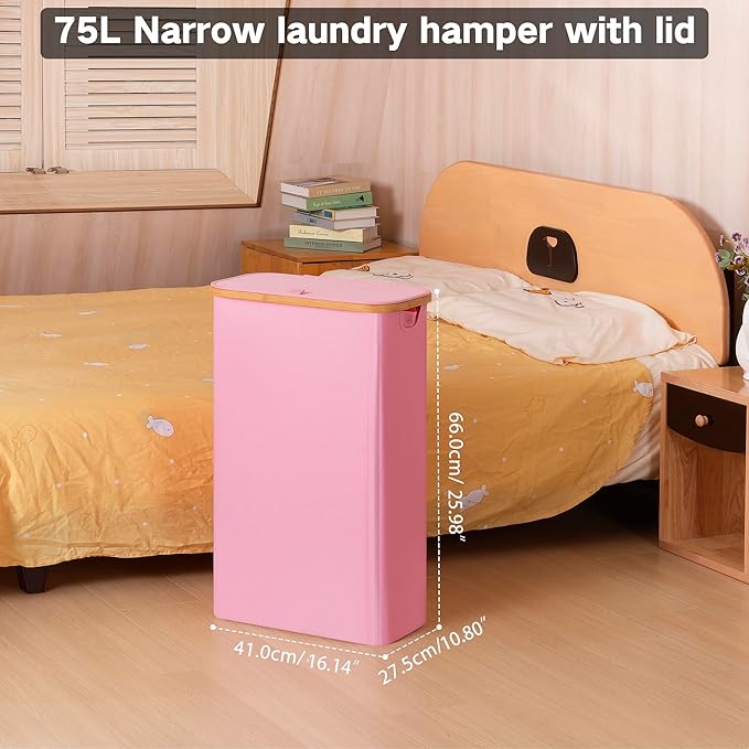 75L Slim Laundry Hamper, Narrow Laundry Basket
