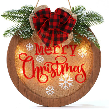 HOMCDALY Christmas Welcome Sign for Front Door, Winter Merry Christmas Wreath, Farmhouse Door Decoration Wooden Hanging Sign, Winter Home Decoration (F-Xmas)
