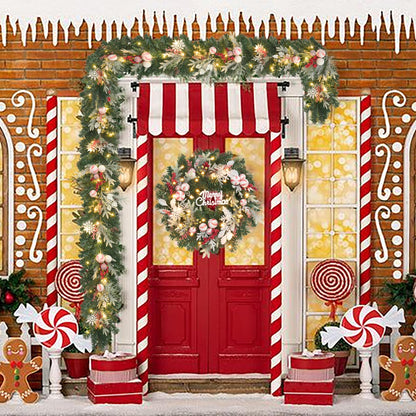 6ft red White Christmas Candy Garland with Lights,30 LED with Timer, Lighted Door,Fireplace, Mantel and Stairs Winter Decor,Entryway Porch Decoration,prelit Christmas Garland for Front Door
