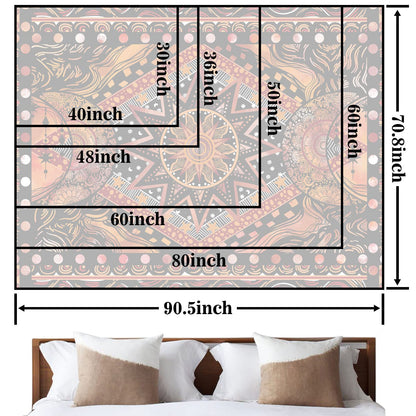 Fowocu Orange Sun and Moon Tapestry Wall Hanging, Indie Hippie Mandala Cool Wall Tapestries, Aesthetic Tapestry for Bedroom Living Room Dorm (Orange, 30'' × 40'')