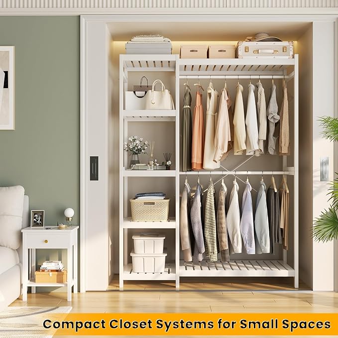 Homykic Bamboo Clothes Rack Garment Rack