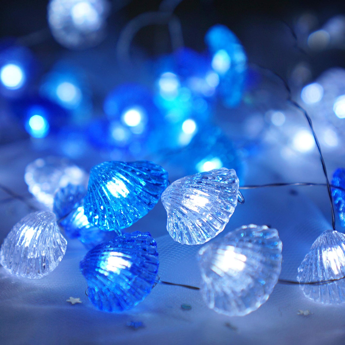 Cynzia Seashells String Lights, 40LED Beach Decoration Lights USB Plug in with 8 Modes Remote Control, Waterproof Ocean Fairy Lights for Bedroom Party Outdoor Wedding Holiday Christmas