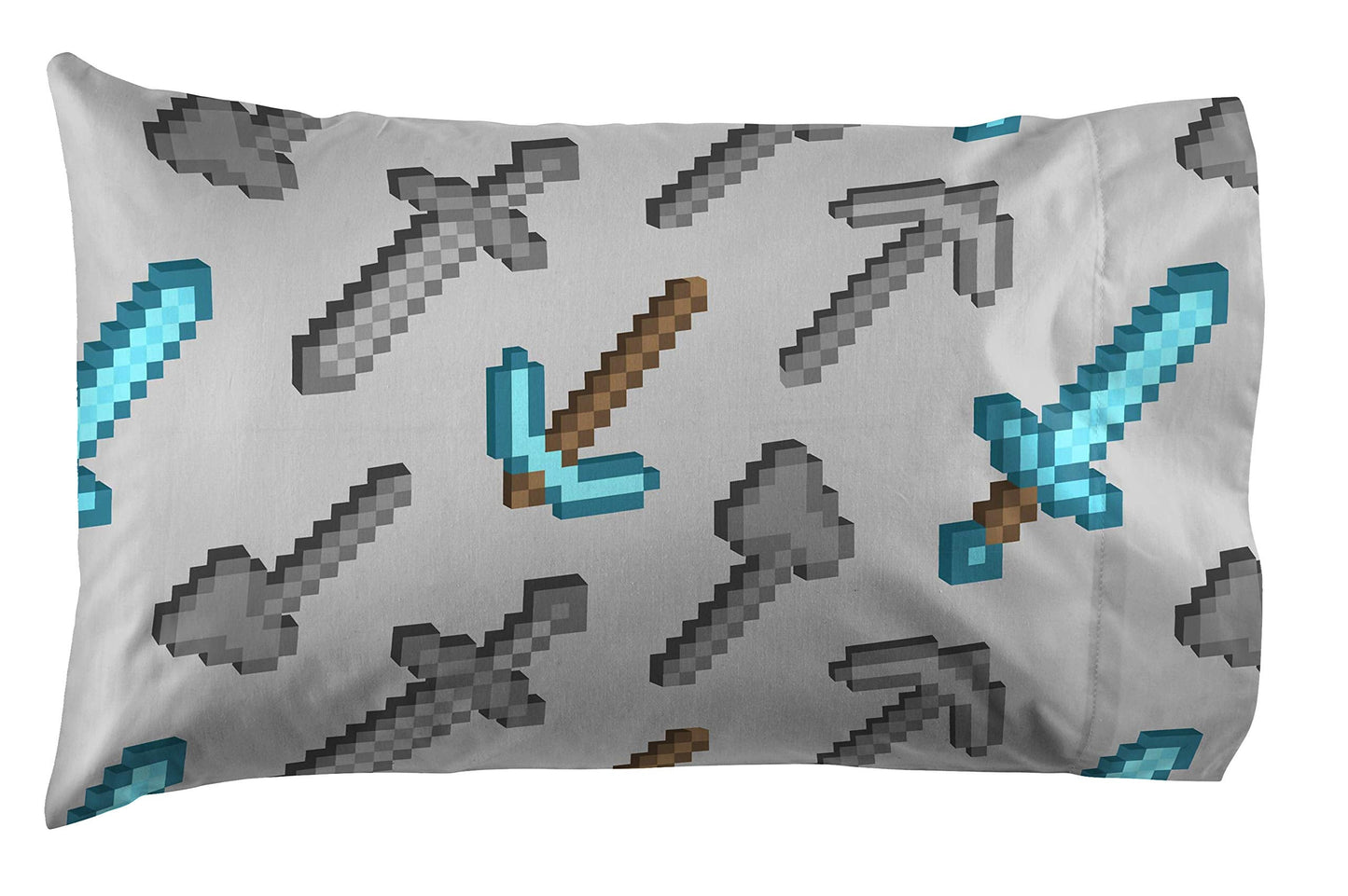 Jay Franco Minecraft Isometric 4 Piece Twin Bed Set - Includes Comforter & Sheet Set - Bedding Features Creeper - Super Soft Fade Resistant Polyester - (Official Minecraft Product)