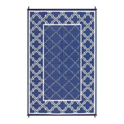 Garvee Reversible Outdoor Rug 10x14, Waterproof Outdoor Plastic Straw Rug with Interlacing Pattern, RV Mat for Picnics, Patio, Camping, Balcony, Deck, Backyard, Porch, Blue