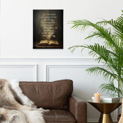 PHAMTE Inspirational Wall Art Decor Canvas 11x14, Motivational Quotes Pictures Decorations, Life Is Like a Book inspirational Quotes Framed Prints Artwork for Bedroom Living Room Office Decor