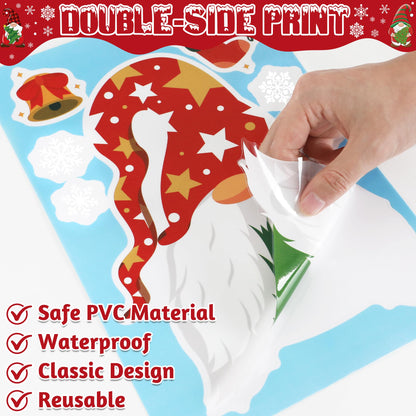 79 PCS Christmas Window Clings, Christmas Decorations, 9 Sheets Snowflake Xmas Window Decals Stickers for Glass, Cute Elf Decals for Ugly Sweater Party Decor Accessories Photo Booth Props