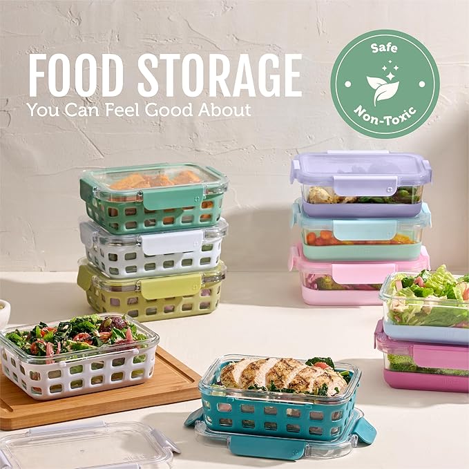 Ello Duraglass 3.4 Cup Meal Prep Sets 10Pc, 5 Pack Set- Glass Food Storage
