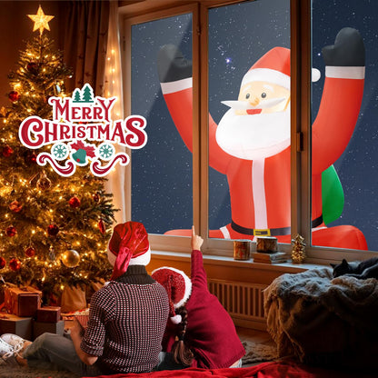 6FT Christmas Inflatable Decorations Hanging Santa Built-in Bright LEDs, Climbing Santa Claus with Gift Bag Christmas Roof Blow Up Yard Inflatables Decoration for Window Wall Outdoor Xmas New Year