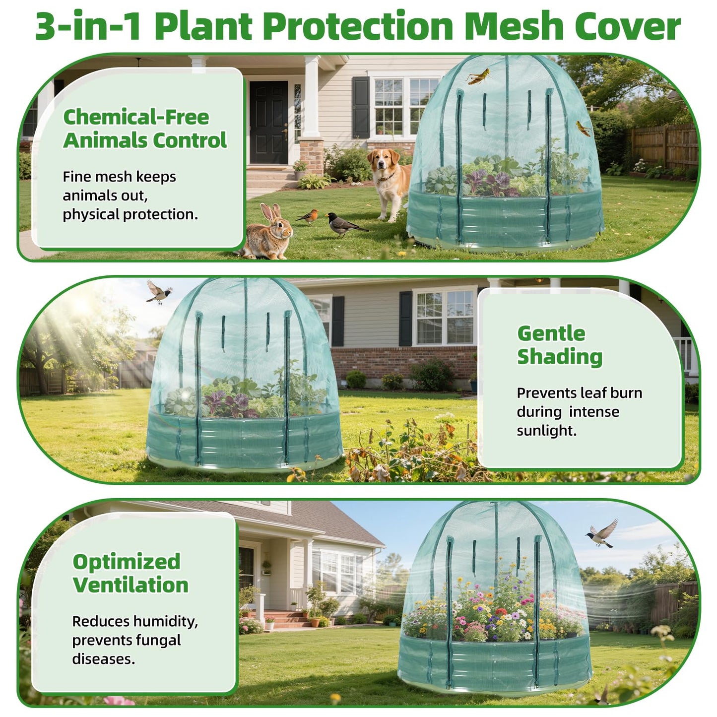 VIREO GARDEN Galvanized Raised Garden Bed with Cover | 4x4x1FT Metal Planter Box Outdoor with Greenhouse PE Cover for Winter & Mesh cover for Summer | 3-in-1 Raised Bed with Windows for Easy Gardening