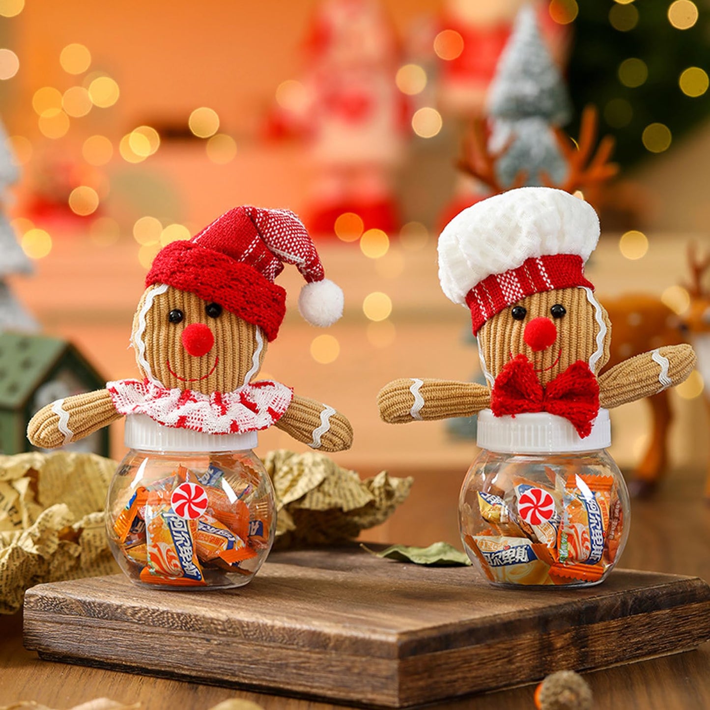 BLESOUYI Christmas Candy Jars Gingerbread Men Jars Decorative Jars for Candies and Cookies 2 Set Xmas Jars for Winter Holiday Parties Art Decoration Gift for Kids
