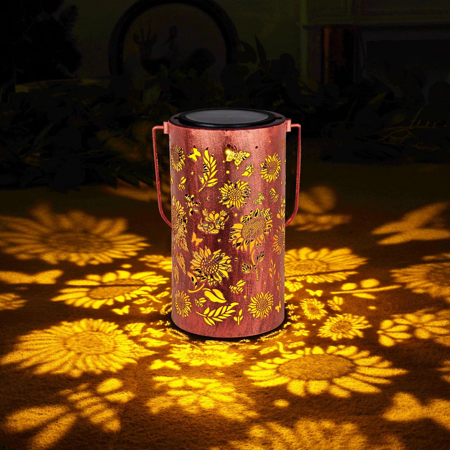 Homemory Solar Lanterns Outdoor Waterproof Birthday Gifts for Women Mom Grandma Sunflower, LED Solar Lights Metal Decoration Outside for Yard, Patio, Backyard, Porch, Lawn