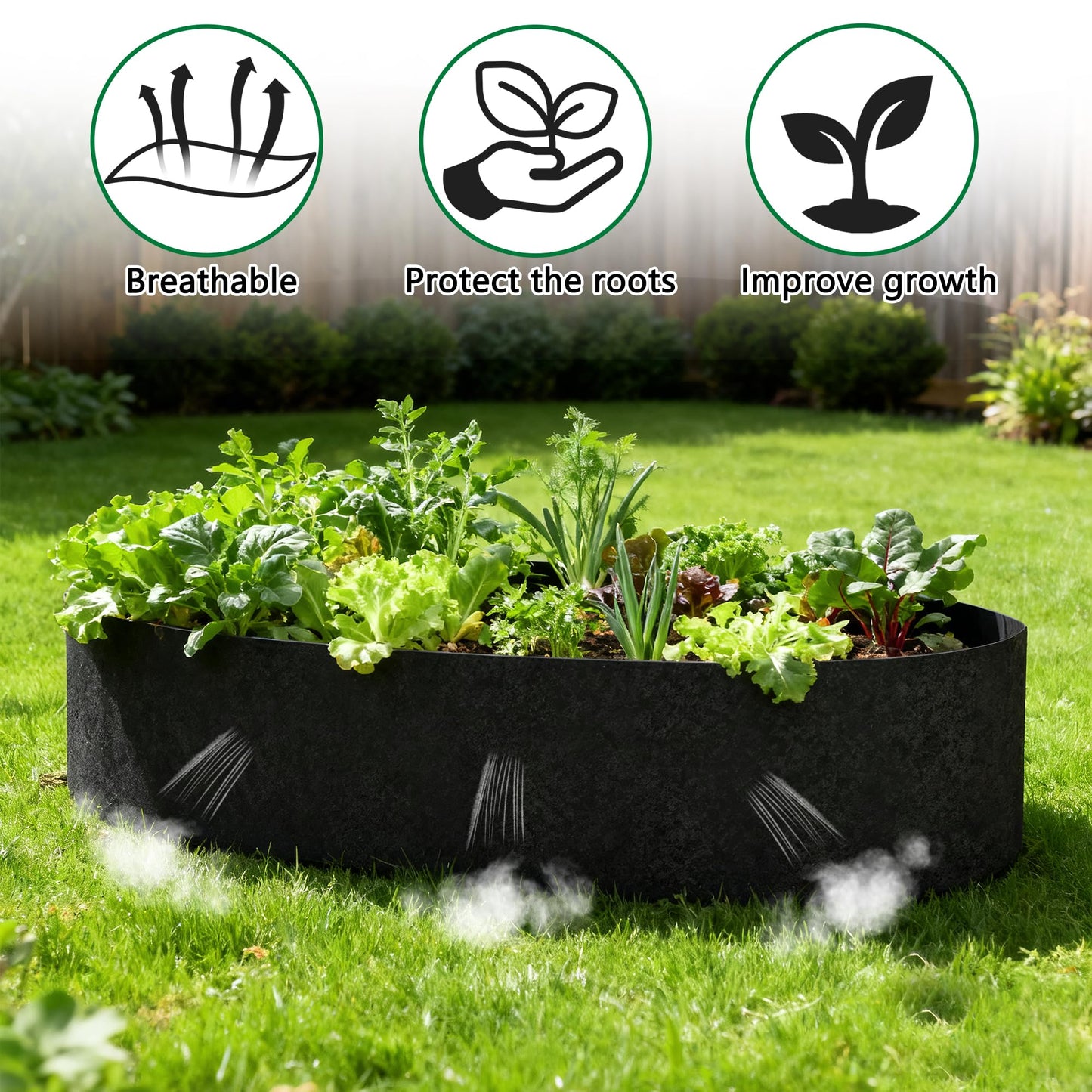 Mizelu 2 Sets 4 x 2 x 1 ft Raised Garden Bed Liner Bag, Breathable Grow Bed Fabric Liners with Clips and Gloves, Garden Box Non Woven Bag for Outdoor Plants Growth Keep Soil Isolation (No Garden Bed)
