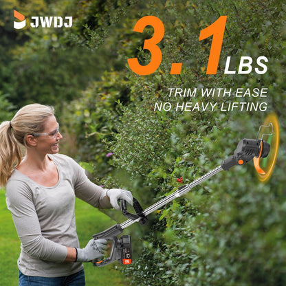 Jwdj 3.1lb Ultra Light Cordless Grass Strimmer 21V with 16 Metal Blades 2x2000mAh Batteries 6" Cut Width for Lawn and Garden Weed Control