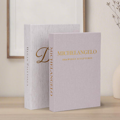 XKDOUS Set of 3 Linen Decorative Books with Gold Foil Cover Faux Book Storage Box for Coffee Table, Bathroom Shelf & Home Decor