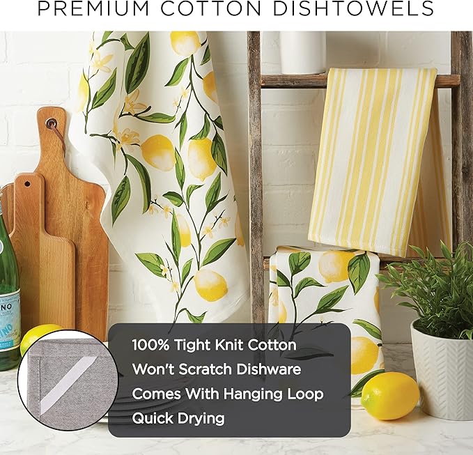 DII Cotton Dish Towel Set Damask Print