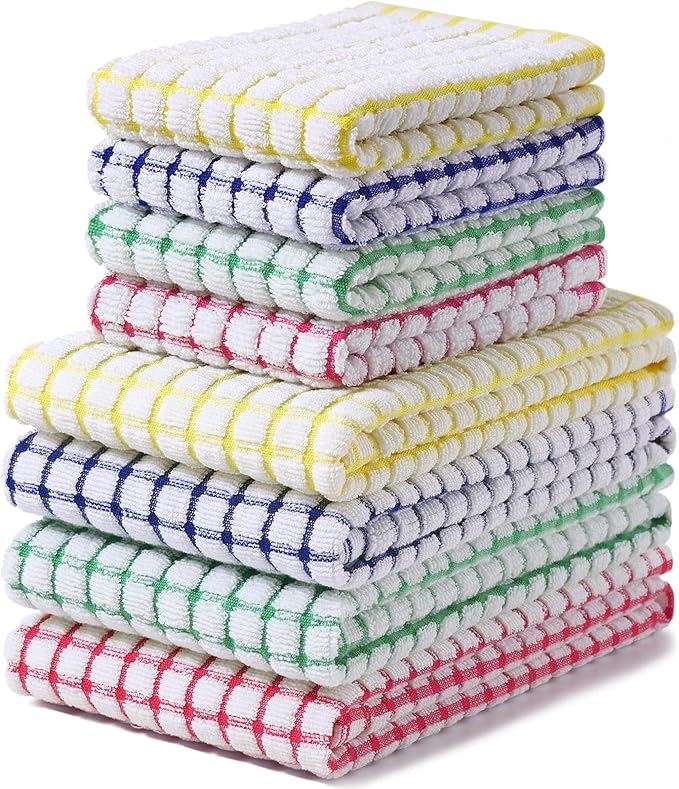 Homaxy Kitchen Towels and Dishcloths Set, 16 x 25 and 12 x 12 Inches, Super