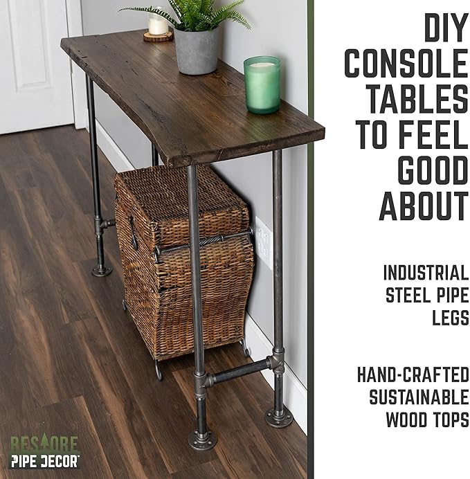 Restore by Pipe DÉCOR Live Edge Wood Console Table 48 in. x 16 in. x 34 in.