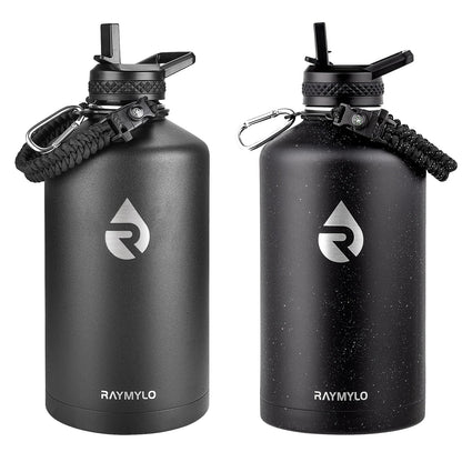 RAYMYLO One Gallon Water Bottle Insulated (Magic Black) + 128oz Insulated Water Bottle (Black Speckled)