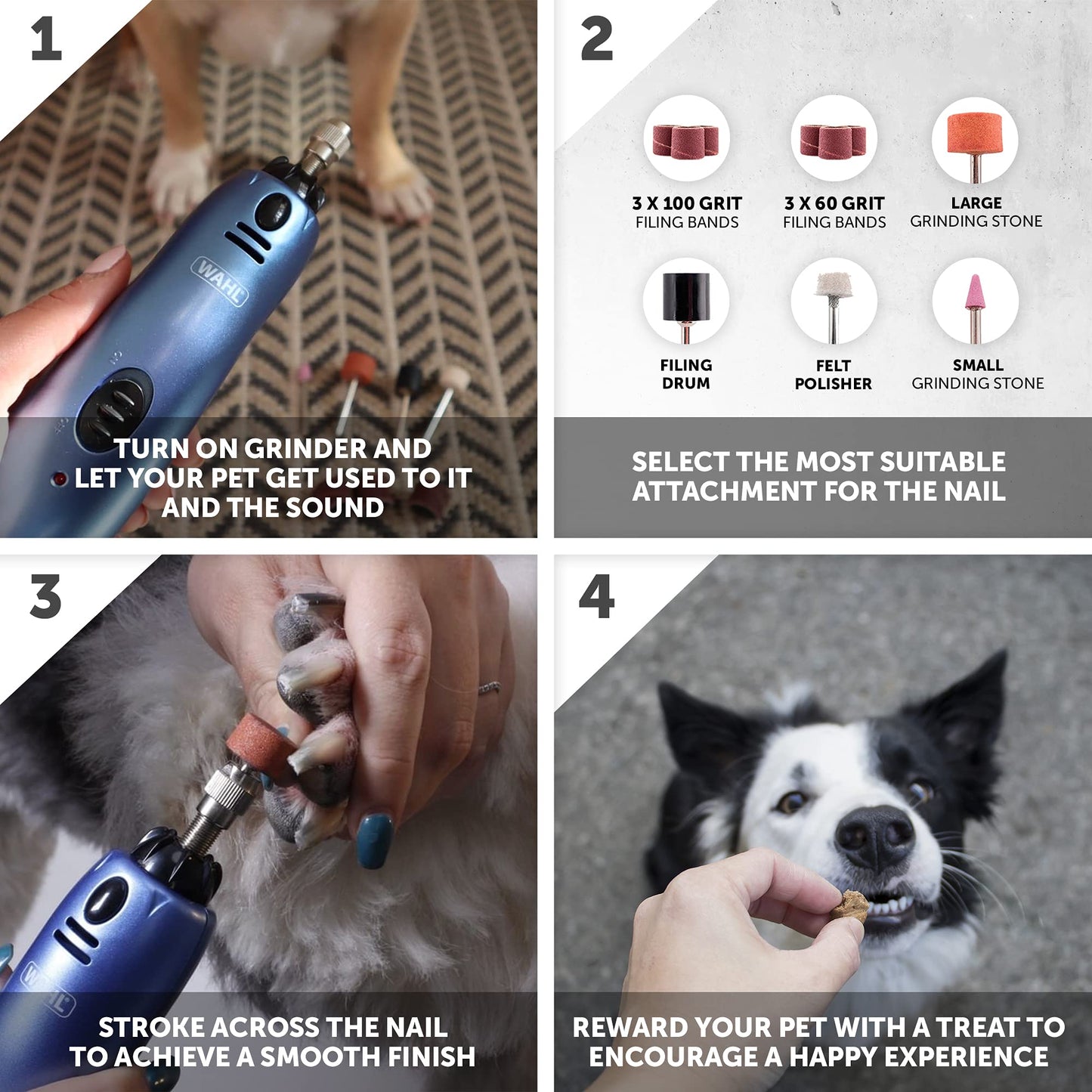 WAHL Dog Nail Grinder/File for Pets, Mains Powered, Clear, 1 Count (Pack of 1)