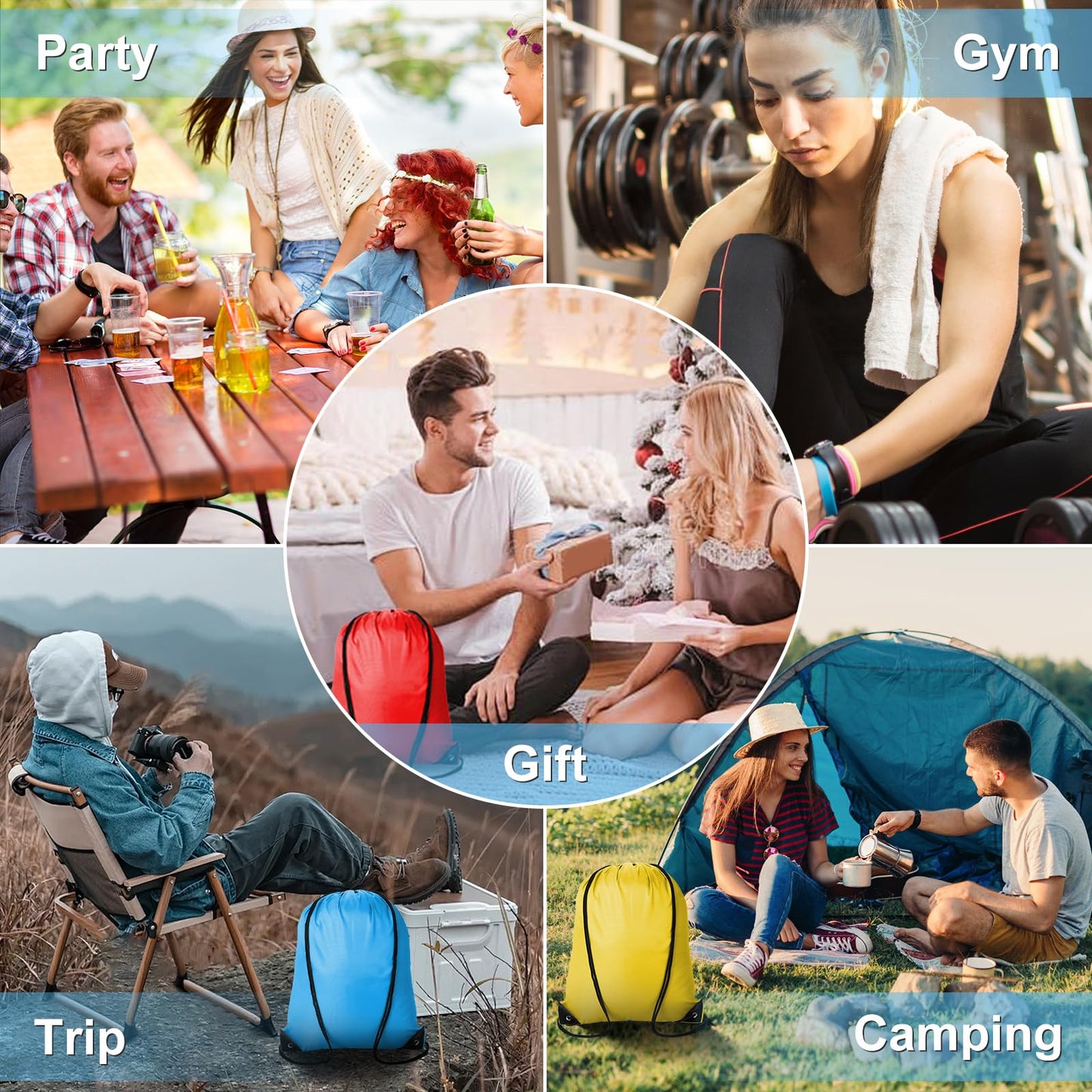 Kuhome 600Pcs Drawstring Backpacks Bulk String Bag Cinch Sack Pack Storage Knapsack Polyester Gift Bags Sports Drawstring Bags for Trip Gym Party Bags(20 Colors)