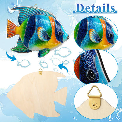 AceOrbit 8 Pcs Large Wooden Coastal Ocean Wall Art Rustic Ocean Theme Wall Decor Wooden Fish Turtle Crab Seahorse Starfish Jellyfish Seashells Coral Decoration with Hooks for Sea Beach Nautical Party